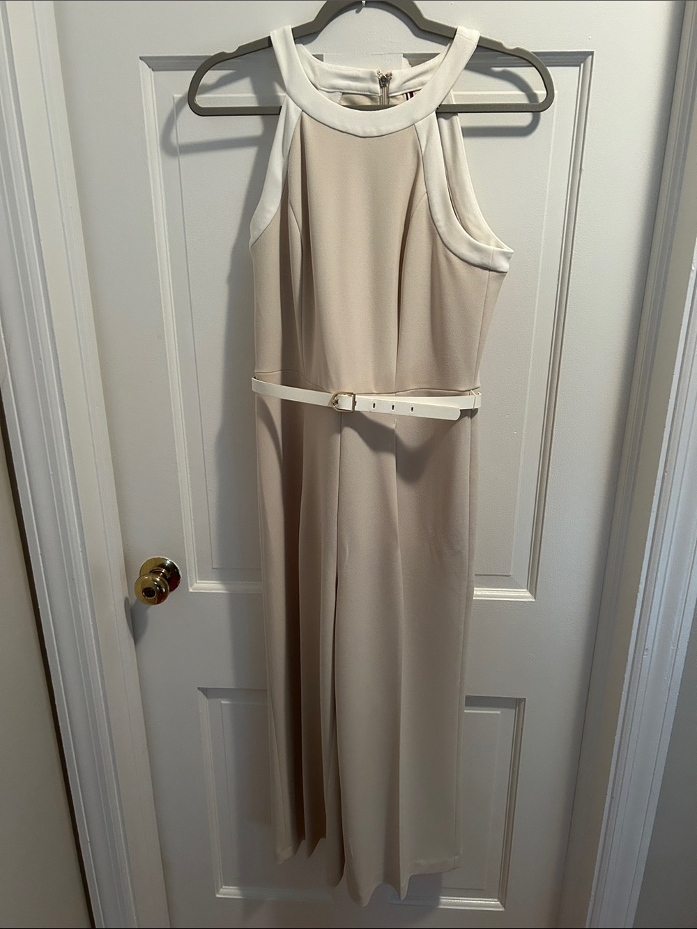 Tommy Hilfiger Ivory Halter Jumpsuit with Slim Belt